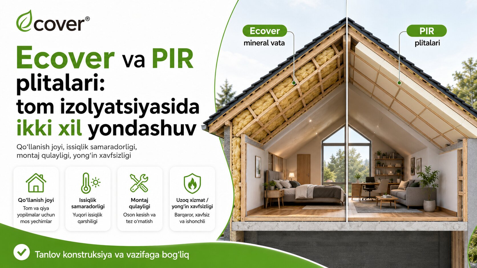 Ecover и PIR-плиты: два разных подхода к теплоизоляции крыши